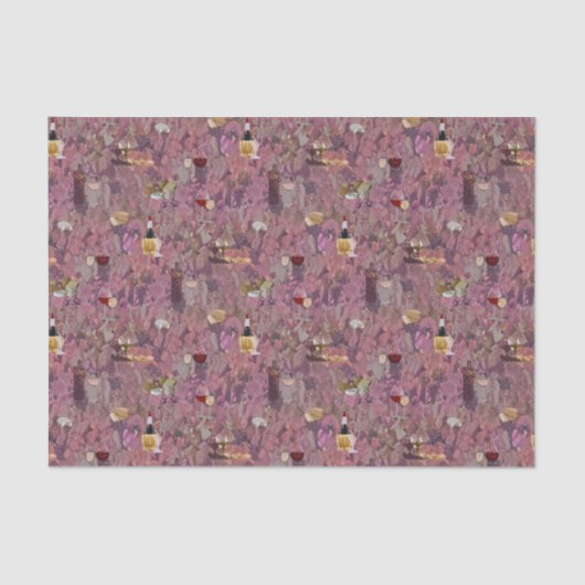 Wijn- en kaaspatroon afdrukken tissuepapier (Voorkant)