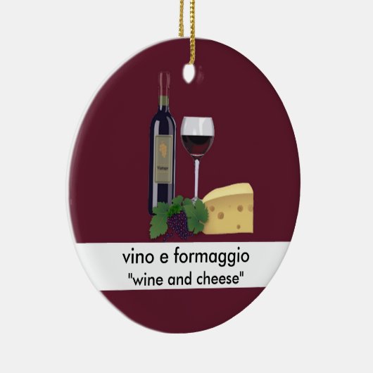 Wijn- en kaasversiering keramisch ornament (Rechts)