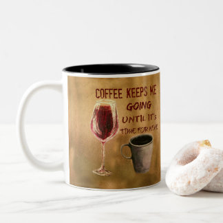 Wijn en koffie Laat me koffie-Mok halen Tweekleurige Koffiemok