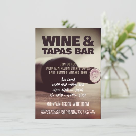 Wijn en Muziek Aangepaste Folder Uitnodiging (Staand voorkant)