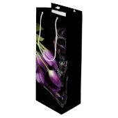 Wijn en paarse tulpen wijn cadeautas (Voorkant Gekanteld)
