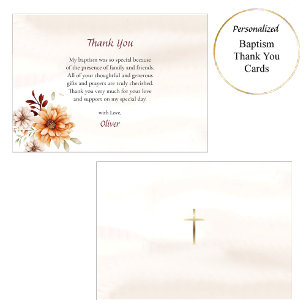 Wijn en room Boho Bloemen Orthodoxe Doop Bedankkaart