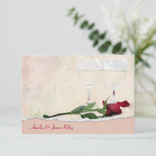 Wijn en roos RSVP (Staand voorkant)