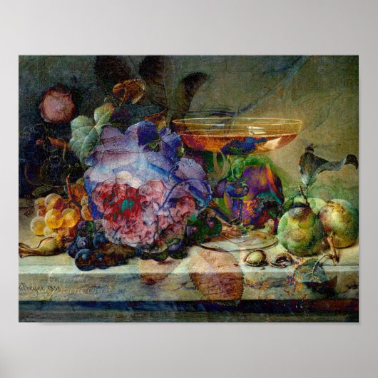 Wijn en Rozen Kleurenplash Poster (Voorkant)