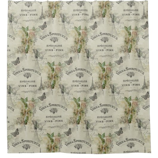 wijn en Rozen van Parijs Douchegordijn (Voorkant)