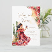 Wijn en tapas Mexicaanse uitnodiging (Staand voorkant)