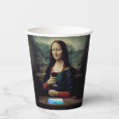 Wijn en Verf feest Mona Lisa verjaardag Papieren Bekers (Voorkant)