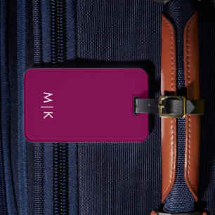 Wijn en Wit Modern Monogram Bagagelabel