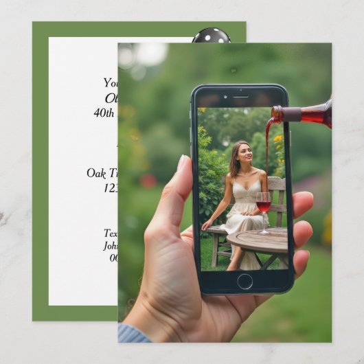 Wijn gieten 40ste verjaardag kaart (Voorkant / Achterkant)