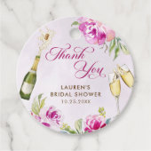 Wijn Glas Bloem Bruidsbruiloft Bedankjes Labels (Voorkant)