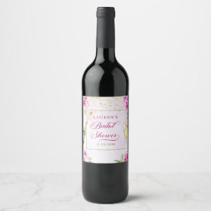 Wijn Glas Bloemachtige Bruiloftsborrel Etiket