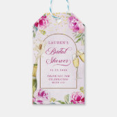 Wijn Glas Bloemige Bruids-Shower Cadeaulabel (Voorkant)