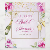 Wijn Glas Bloemige Bruiloft Feest Etiket (Enkel label)