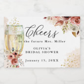 Wijn Glas Bruiloft Met Roest en Goud Bruidsontbijt Sparkling Wijnetiket (Enkel label)