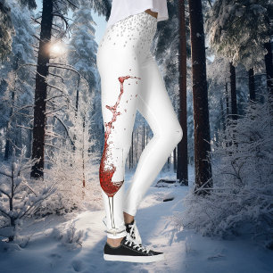 Wijn Glas Diamanten Confetti Bruiloftsfeest Leggings