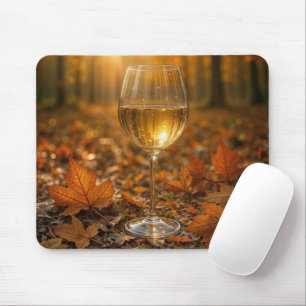 Wijn Glas In Herfstbladeren Muismat