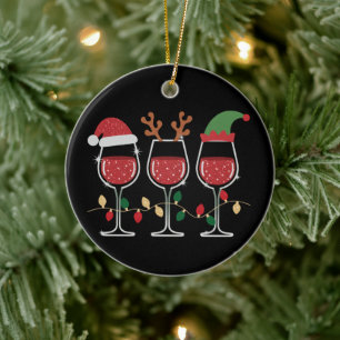 Wijn Glas Kerstverlichting Kerstvakantie Drinkglaz Keramisch Ornament