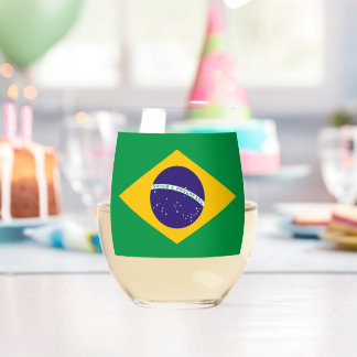 Wijn Glas met de vlag van Brazilië