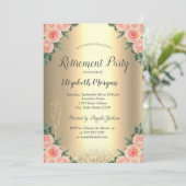 Wijn Glass Gold Glitter Bokeh Rozen Retirement Kaart (Staand voorkant)