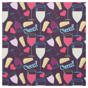 Wijn Glass Grafisch Hart Typografie Cheers Cute Stof