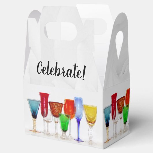 Wijn Glazen "Vier Feest!" Cadeaobox Bedankdoosjes (Geopend)