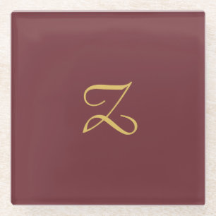 Wijn Goud Monogram Professioneel Trendy Modern Glazen Onderzetter