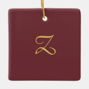 Wijn Goud Monogram Professioneel Trendy Modern Keramisch Ornament