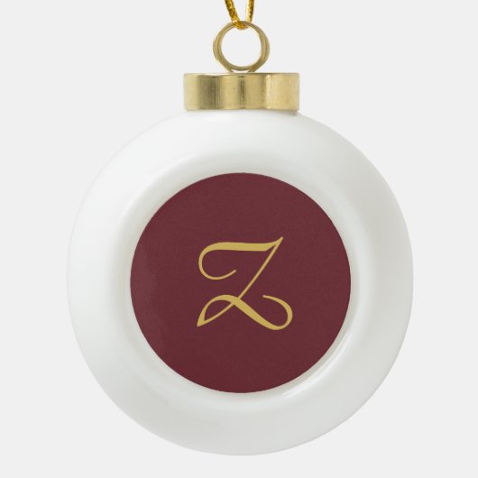 Wijn Goud Monogram Professioneel Trendy Modern Keramische Bal Ornament (Voorkant)