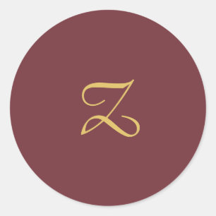 Wijn Goud Monogram Professioneel Trendy Modern Ronde Sticker