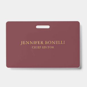 Wijn & Gouden Kleur Professioneel Trendy Modern Pl Badge