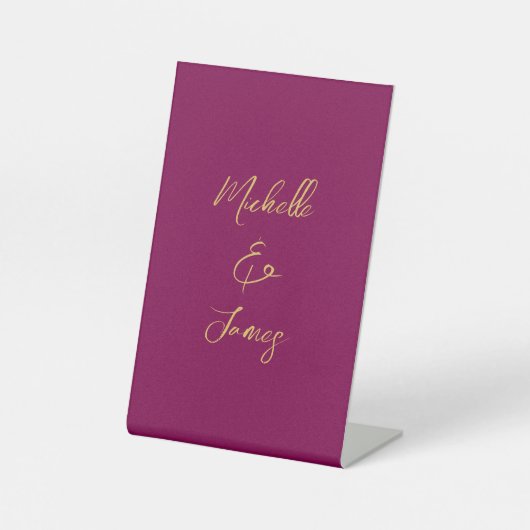 Wijn & Gouden Kleuren Professionele Trendy Modern Reclamebord Met Voetstuk (Voorkant)