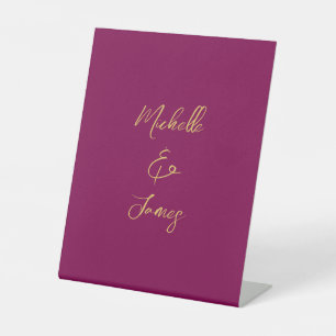 Wijn & Gouden Kleuren Professionele Trendy Modern Reclamebord Met Voetstuk
