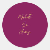 Wijn & Gouden Kleuren Professionele Trendy Modern Ronde Sticker (Voorkant)