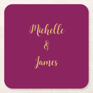 Wijn & Gouden Kleuren Professionele Trendy Modern Vierkante Kartonnen Onderzetter