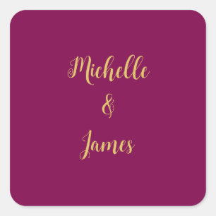 Wijn & Gouden Kleuren Professionele Trendy Modern Vierkante Sticker
