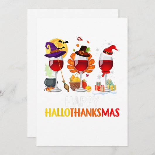 wijn halloween thanksgiving kerst gelukkig kaart (Voorkant / Achterkant)