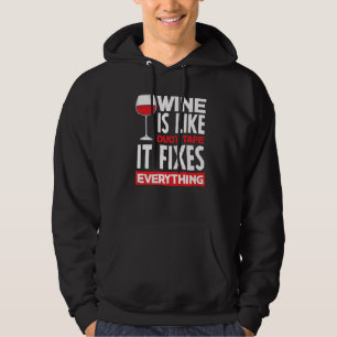 Wijn is als plakband Het repareert alles Wijnkaart Hoodie