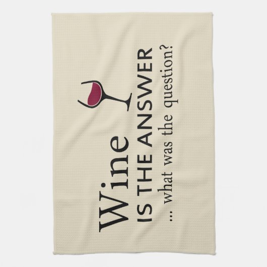 Wijn is het antwoord grappige wijn citaat theedoek (Verticaal)