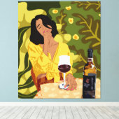 Wijn is het antwoord. Wat was de vraag? Canvas Afdruk (Insitu (Houten vloer))