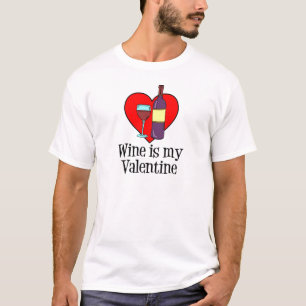 Wijn is mijn Valentijn grappig ontwerp T-shirt