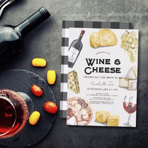 Wijn & Kaas Charcuterie Gingham Bruidsmeisje Borre Kaart