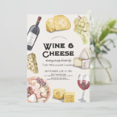 Wijn & Kaas Charcuterie Gingham Proeverijfeest Kaart (Staand voorkant)