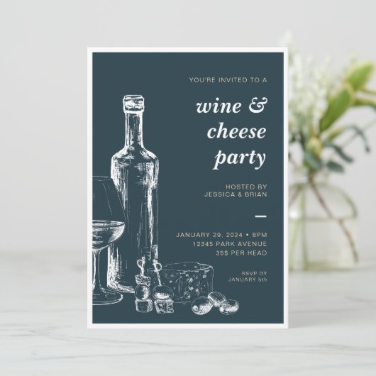 Wijn & kaas Elke gelegenheid Party uitnodiging (Staand voorkant)