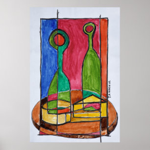 Wijn, kaas en Baguette Lunch   Parijs, Frankrijk Poster