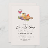 Wijn & kaas verlovingsfeest kaart (Voorkant / Achterkant)
