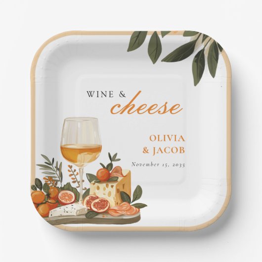 Wijn & kaas verlovingsfeest papieren bordje