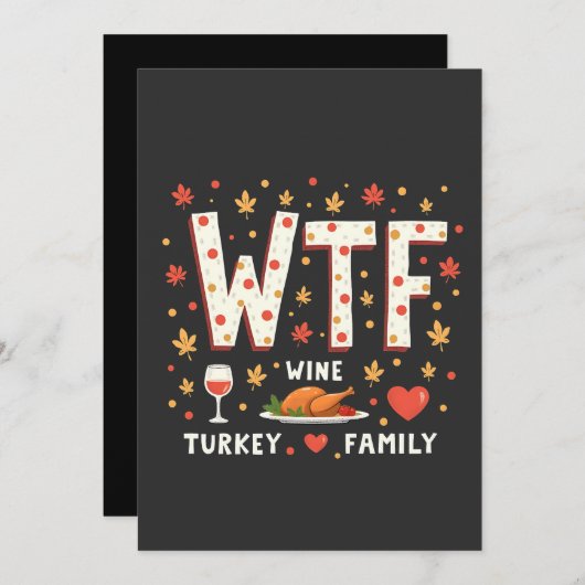 Wijn Kalkoen Familie Grappige Thanksgiving Feestdagenkaart (Voorkant / Achterkant)