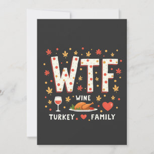 Wijn Kalkoen Familie Grappige Thanksgiving  Feestdagenkaart