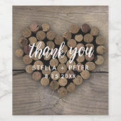 Wijn kurk hart dank u wijn label etiket (Enkel label)