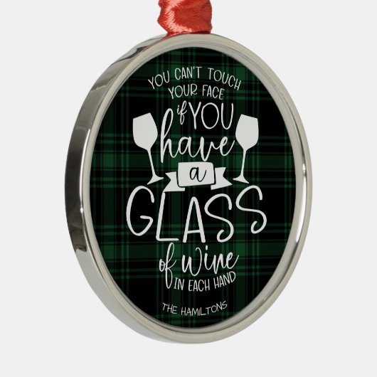Wijn Lovers Funny 2020 Covid-kerstgroen geplakt Metalen Ornament (Rechts)